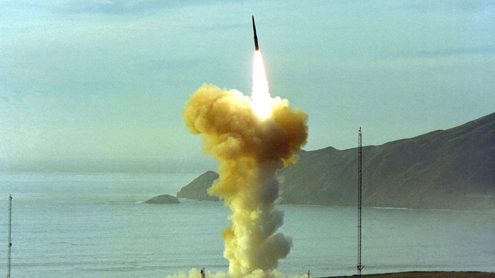 US Test Minuteman-III ICBM Missile with reentry vehicle